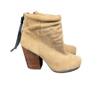 Jeffrey Campbell Rumble Boots Womens 7.5 Tan Suede Handmade Havana Last Booties